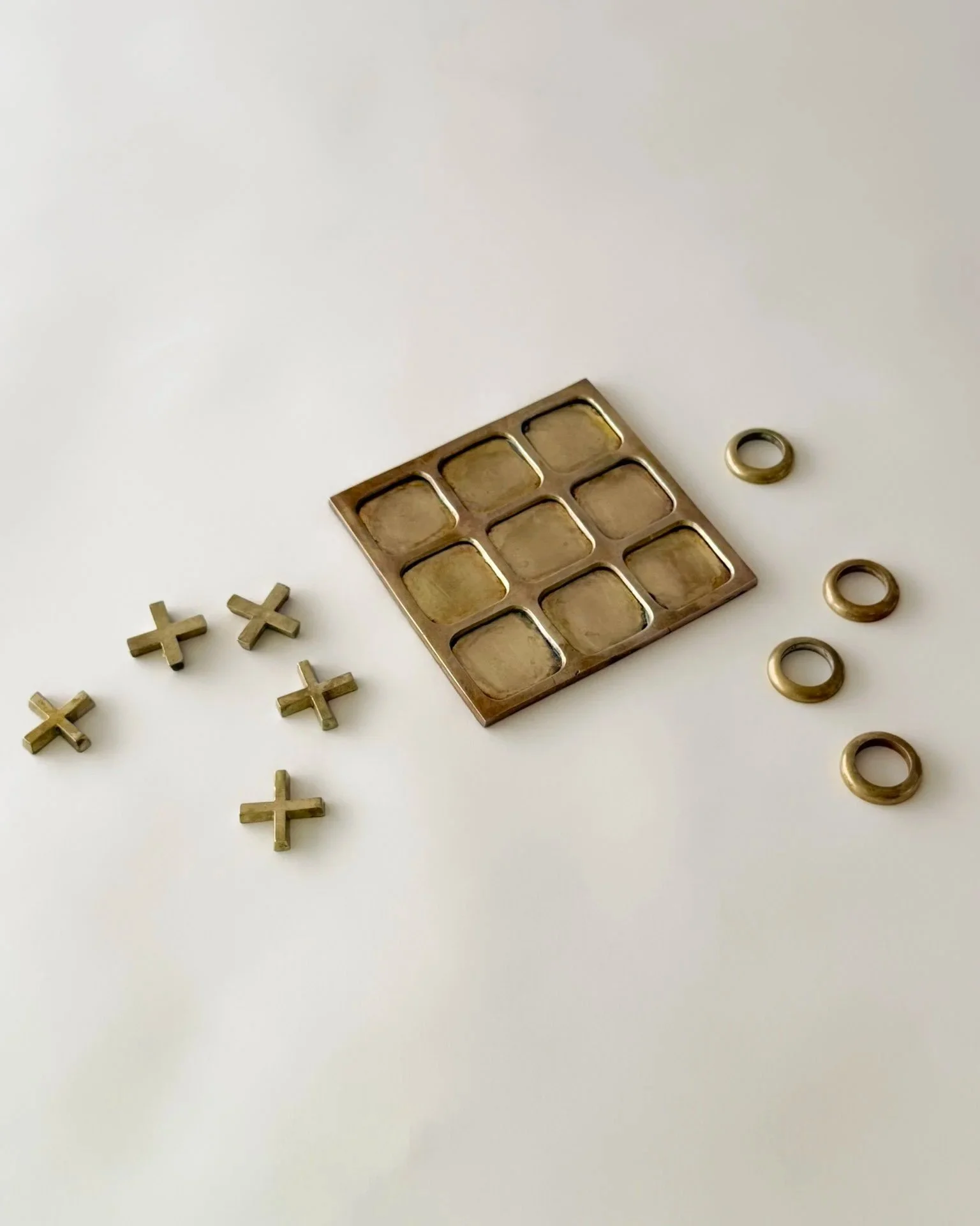 Small Brass Tic-Tac-Toe Set — Refuge Interiors